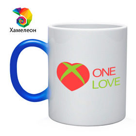 Кружка хамелеон с принтом xbox - one love в Курске, керамика | меняет цвет при нагревании, емкость 330 мл | one love | xbox | одна любовь