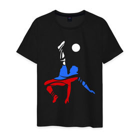 Мужская футболка хлопок с принтом Футболист (Российский триколор) в Курске, 100% хлопок | прямой крой, круглый вырез горловины, длина до линии бедер, слегка спущенное плечо. | 