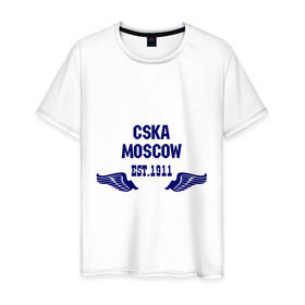 Мужская футболка хлопок с принтом CSKA Moscow в Курске, 100% хлопок | прямой крой, круглый вырез горловины, длина до линии бедер, слегка спущенное плечо. | цска