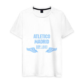 Мужская футболка хлопок с принтом Atletico Madrid (Атлетико Мадрид) в Курске, 100% хлопок | прямой крой, круглый вырез горловины, длина до линии бедер, слегка спущенное плечо. | atletico madrid | атлетико мадрид | спорт | футбол