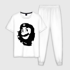 Мужская пижама хлопок с принтом Che Mario в Курске, 100% хлопок | брюки и футболка прямого кроя, без карманов, на брюках мягкая резинка на поясе и по низу штанин
 | nintendo | марио | нинтендо | че гевара