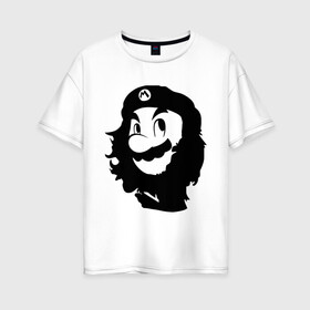 Женская футболка хлопок Oversize с принтом Che Mario в Курске, 100% хлопок | свободный крой, круглый ворот, спущенный рукав, длина до линии бедер
 | nintendo | марио | нинтендо | че гевара