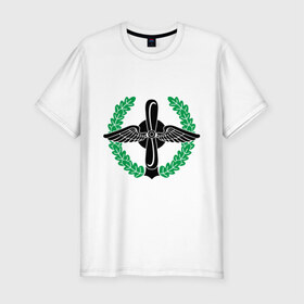 Мужская футболка премиум с принтом Символ военно-воздушных сил в Курске, 92% хлопок, 8% лайкра | приталенный силуэт, круглый вырез ворота, длина до линии бедра, короткий рукав | крылья