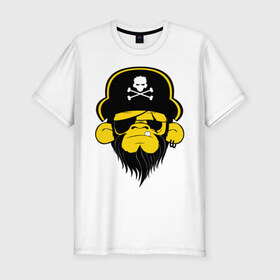 Мужская футболка премиум с принтом Горилла пират в Курске, 92% хлопок, 8% лайкра | приталенный силуэт, круглый вырез ворота, длина до линии бедра, короткий рукав | пират