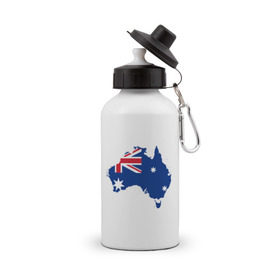 Бутылка спортивная с принтом Флаг Австралии в Курске, металл | емкость — 500 мл, в комплекте две пластиковые крышки и карабин для крепления | Тематика изображения на принте: 