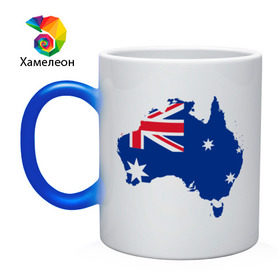 Кружка хамелеон с принтом Флаг Австралии в Курске, керамика | меняет цвет при нагревании, емкость 330 мл | Тематика изображения на принте: 