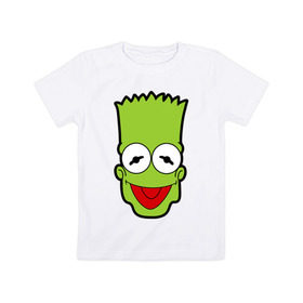 Детская футболка хлопок с принтом Барт-Кермит в Курске, 100% хлопок | круглый вырез горловины, полуприлегающий силуэт, длина до линии бедер | барт | барт кермит | кино | лягушка | мультфильмы и тв | симпсоны