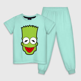 Детская пижама хлопок с принтом Барт-Кермит в Курске, 100% хлопок |  брюки и футболка прямого кроя, без карманов, на брюках мягкая резинка на поясе и по низу штанин
 | барт | барт кермит | кино | лягушка | мультфильмы и тв | симпсоны