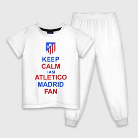 Детская пижама хлопок с принтом keep calm i am Atletico Madrid fan ( Атлетико ) в Курске, 100% хлопок |  брюки и футболка прямого кроя, без карманов, на брюках мягкая резинка на поясе и по низу штанин
 | keep calm i am atletico | мяч | спорт | футбол