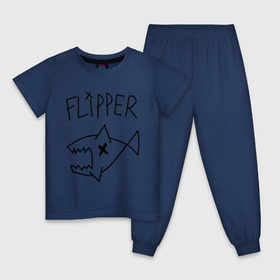 Детская пижама хлопок с принтом Flipper в Курске, 100% хлопок |  брюки и футболка прямого кроя, без карманов, на брюках мягкая резинка на поясе и по низу штанин
 | nirvana | акула | курта кобейна flipper | музыка | рок