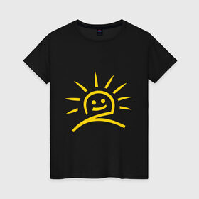 Женская футболка хлопок с принтом Солнечное настроение в Курске, 100% хлопок | прямой крой, круглый вырез горловины, длина до линии бедер, слегка спущенное плечо | 