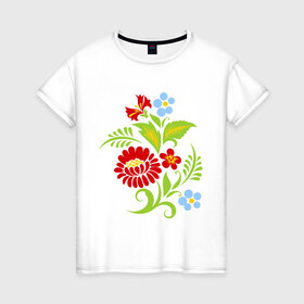 Женская футболка хлопок с принтом Великолепие из полевых цветов в Курске, 100% хлопок | прямой крой, круглый вырез горловины, длина до линии бедер, слегка спущенное плечо | 