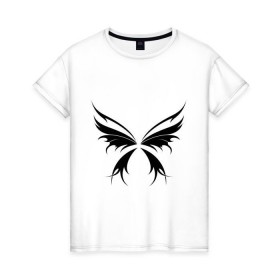 Женская футболка хлопок с принтом Крылья бабочки в Курске, 100% хлопок | прямой крой, круглый вырез горловины, длина до линии бедер, слегка спущенное плечо | 