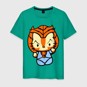 Мужская футболка хлопок с принтом Kitty тигра в Курске, 100% хлопок | прямой крой, круглый вырез горловины, длина до линии бедер, слегка спущенное плечо. | Тематика изображения на принте: 
