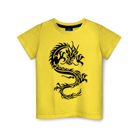 Детская футболка хлопок с принтом Дракон орнамент в Курске, 100% хлопок | круглый вырез горловины, полуприлегающий силуэт, длина до линии бедер | дракон | дракон орнамент | прикольные картинки 
большой дракон | трайблы и узоры
