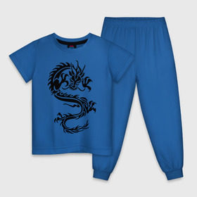 Детская пижама хлопок с принтом Дракон орнамент в Курске, 100% хлопок |  брюки и футболка прямого кроя, без карманов, на брюках мягкая резинка на поясе и по низу штанин
 | дракон | дракон орнамент | прикольные картинки 
большой дракон | трайблы и узоры