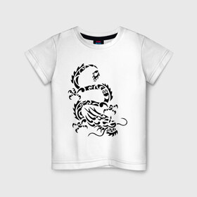 Детская футболка хлопок с принтом Китайский дракон в Курске, 100% хлопок | круглый вырез горловины, полуприлегающий силуэт, длина до линии бедер | Тематика изображения на принте: китайский дракон | прикольные картинки | трайблы и узоры