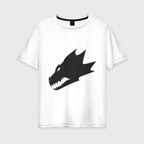 Женская футболка хлопок Oversize с принтом Саламандры (Salamanders) в Курске, 100% хлопок | свободный крой, круглый ворот, спущенный рукав, длина до линии бедер
 | salamanders | warhammer | волк | зубы | игры | саламандры