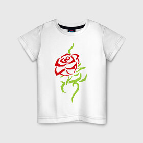 Детская футболка хлопок с принтом Нежная роза в Курске, 100% хлопок | круглый вырез горловины, полуприлегающий силуэт, длина до линии бедер | нежная роза | прикольные картинки | роза | цветочки | шипы