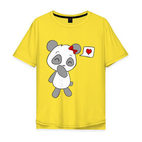 Мужская футболка хлопок Oversize с принтом Панда девочка(парная). в Курске, 100% хлопок | свободный крой, круглый ворот, “спинка” длиннее передней части | панда