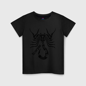 Детская футболка хлопок с принтом Scorpio в Курске, 100% хлопок | круглый вырез горловины, полуприлегающий силуэт, длина до линии бедер | Тематика изображения на принте: скорпион