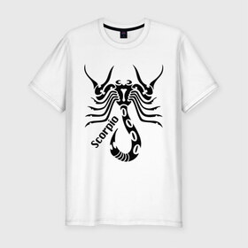Мужская футболка премиум с принтом Scorpio в Курске, 92% хлопок, 8% лайкра | приталенный силуэт, круглый вырез ворота, длина до линии бедра, короткий рукав | скорпион