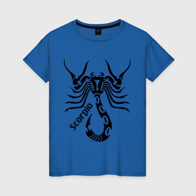 Женская футболка хлопок с принтом Scorpio в Курске, 100% хлопок | прямой крой, круглый вырез горловины, длина до линии бедер, слегка спущенное плечо | скорпион
