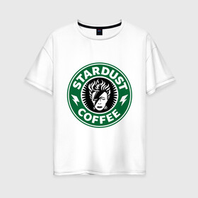 Женская футболка хлопок Oversize с принтом Stardust coffee в Курске, 100% хлопок | свободный крой, круглый ворот, спущенный рукав, длина до линии бедер
 | stardust coffee | зерна | кофе | напиток | популярные | прикольные картинки