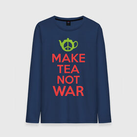 Мужской лонгслив хлопок с принтом Make tea not war в Курске, 100% хлопок |  | keep calm | make tea not war | прикольные надписи | чай