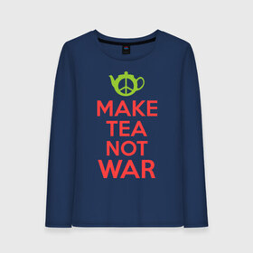 Женский лонгслив хлопок с принтом Make tea not war в Курске, 100% хлопок |  | keep calm | make tea not war | прикольные надписи | чай