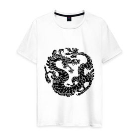 Мужская футболка хлопок с принтом Китайский древний дракон в Курске, 100% хлопок | прямой крой, круглый вырез горловины, длина до линии бедер, слегка спущенное плечо. | дракон | дьяволы | китайский дракон | китайский древний дракон | монстры | прикольные картинки