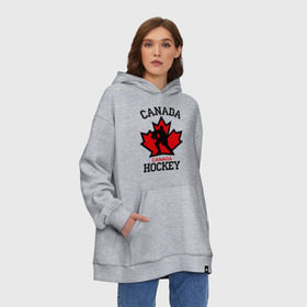 Худи SuperOversize хлопок с принтом Канада хоккей (Canada Hockey) в Курске, 70% хлопок, 30% полиэстер, мягкий начес внутри | карман-кенгуру, эластичная резинка на манжетах и по нижней кромке, двухслойный капюшон
 | canada hockey | канада хоккей | лед | спорт | хоккей | шайба