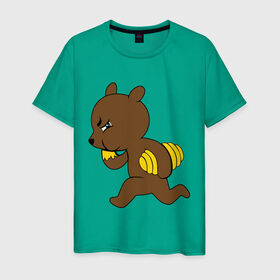Мужская футболка хлопок с принтом Медведь украл мёд в Курске, 100% хлопок | прямой крой, круглый вырез горловины, длина до линии бедер, слегка спущенное плечо. | еда | животные | мёд | медведь украл мёд | мишка