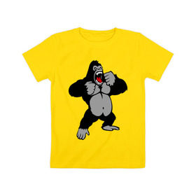 Детская футболка хлопок с принтом Злая горилла в Курске, 100% хлопок | круглый вырез горловины, полуприлегающий силуэт, длина до линии бедер | горилла | животные | злая горилла | обезьяна
