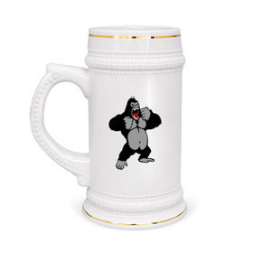Кружка пивная с принтом Злая горилла в Курске,  керамика (Материал выдерживает высокую температуру, стоит избегать резкого перепада температур) |  объем 630 мл | горилла | животные | злая горилла | обезьяна