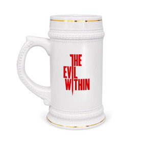 Кружка пивная с принтом The Evil Within в Курске,  керамика (Материал выдерживает высокую температуру, стоит избегать резкого перепада температур) |  объем 630 мл | the evil within | зло | игры