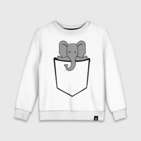 Детский свитшот хлопок с принтом Слон в кармашке в Курске, 100% хлопок | круглый вырез горловины, эластичные манжеты, пояс и воротник | слон