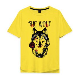 Мужская футболка хлопок Oversize с принтом Модный дизайн - Настоящая Волчица в Курске, 100% хлопок | свободный крой, круглый ворот, “спинка” длиннее передней части | волк | волки | модный дизайн | настоящая волчица | прикольные картинки | роза | серый | цветы