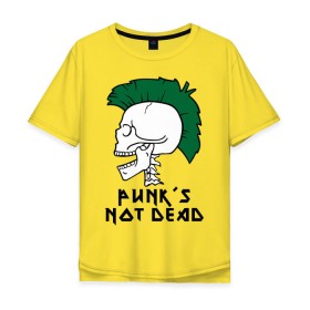 Мужская футболка хлопок Oversize с принтом Punk’s Not Dead (Панки не умирают) в Курске, 100% хлопок | свободный крой, круглый ворот, “спинка” длиннее передней части | punk’s not dead | rok | ирокез | кости | музыка | панки | панки не умирают | рок | череп