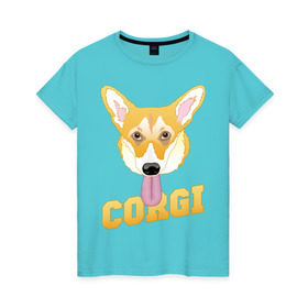 Женская футболка хлопок с принтом Корги в Курске, 100% хлопок | прямой крой, круглый вырез горловины, длина до линии бедер, слегка спущенное плечо | животные | корги | пес | прикольные картинки | собака