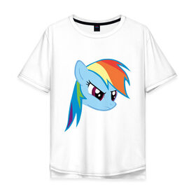 Мужская футболка хлопок Oversize с принтом Rainbow Dash в Курске, 100% хлопок | свободный крой, круглый ворот, “спинка” длиннее передней части | my little pony | rainbow dash | дружба   это чудо | мультфильм | пони | поняши | поняшки | радуга дэш