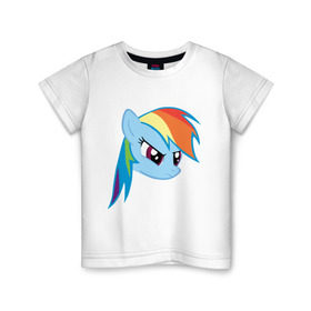 Детская футболка хлопок с принтом Rainbow Dash в Курске, 100% хлопок | круглый вырез горловины, полуприлегающий силуэт, длина до линии бедер | my little pony | rainbow dash | дружба   это чудо | мультфильм | пони | поняши | поняшки | радуга дэш