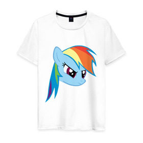 Мужская футболка хлопок с принтом Rainbow Dash в Курске, 100% хлопок | прямой крой, круглый вырез горловины, длина до линии бедер, слегка спущенное плечо. | my little pony | rainbow dash | дружба   это чудо | мультфильм | пони | поняши | поняшки | радуга дэш