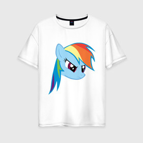 Женская футболка хлопок Oversize с принтом Rainbow Dash в Курске, 100% хлопок | свободный крой, круглый ворот, спущенный рукав, длина до линии бедер
 | my little pony | rainbow dash | дружба   это чудо | мультфильм | пони | поняши | поняшки | радуга дэш
