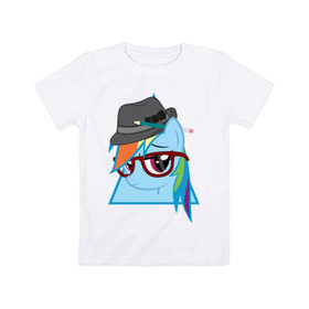 Детская футболка хлопок с принтом Rainbow Dash hipster в Курске, 100% хлопок | круглый вырез горловины, полуприлегающий силуэт, длина до линии бедер | hipster | my little pony | rainbow dash | swag | дружба   это чудо | мультфильм | пони | поняши | поняшки | радуга дэш | сваг | свэг