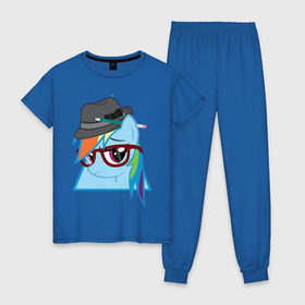 Женская пижама хлопок с принтом Rainbow Dash hipster в Курске, 100% хлопок | брюки и футболка прямого кроя, без карманов, на брюках мягкая резинка на поясе и по низу штанин | hipster | my little pony | rainbow dash | swag | дружба   это чудо | мультфильм | пони | поняши | поняшки | радуга дэш | сваг | свэг