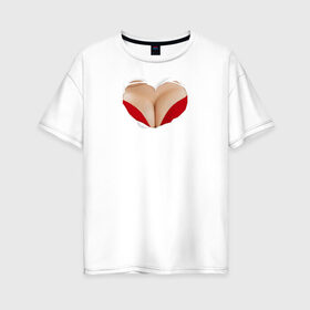 Женская футболка хлопок Oversize с принтом Бюст - сердечко в Курске, 100% хлопок | свободный крой, круглый ворот, спущенный рукав, длина до линии бедер
 | body | heart | woman body | голое тело | женское тело | подарок жене | тело