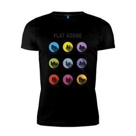 Мужская футболка премиум с принтом Flat Adobe в Курске, 92% хлопок, 8% лайкра | приталенный силуэт, круглый вырез ворота, длина до линии бедра, короткий рукав | flat adobe | графика | графический дизайн | дизайнерам | профессии