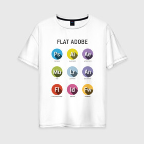 Женская футболка хлопок Oversize с принтом Flat Adobe в Курске, 100% хлопок | свободный крой, круглый ворот, спущенный рукав, длина до линии бедер
 | flat adobe | графика | графический дизайн | дизайнерам | профессии