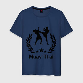 Мужская футболка хлопок с принтом Muay Thai (Тайский бокс) в Курске, 100% хлопок | прямой крой, круглый вырез горловины, длина до линии бедер, слегка спущенное плечо. | muay thai | бокс | спорт | тайский бокс